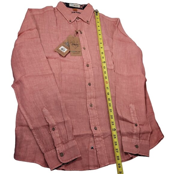 Tailor Vintage Men's Pure Tec Button Down Shirt Dusty Rose Linen Size Medium - Picture 9 of 9